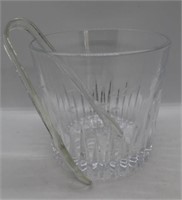 Etched Glass Ice Bucket with Plastic Tongs