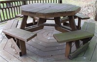 Wood Octagonal Picnic Table w/ benches