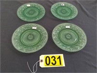 4 Green Duncan Plates - 8 inch