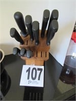 (10) Piece Knife Set with Wooden Holder