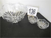 Glass Tulip Style Bowl with (2) Small Serving