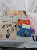 vintage sheet music and news papers
