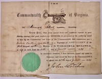 Civil War Commission - Nimrod Steel - 1861 -