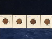 1984, 85, 86, 87 Canadian one cent pieces