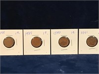 1988, 89, 90, 91 Canadian one cent pieces