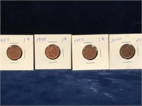 1997, 98, 99, 2000 Canadian one cent pieces