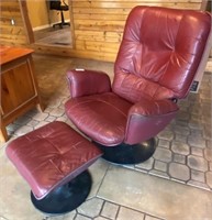 Leather Easy Chair w/Ottoman