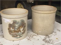 2 - One Gallon Stoneware Crocks