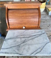 Oak Bread Box & 18" Marble Cutting Board