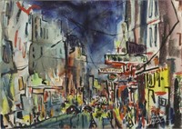 JACK LAYCOX (1921-1984) CITY STREET NOCTURNE W/C