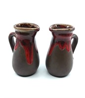 MCM Red and Brown Glaze Pitchers