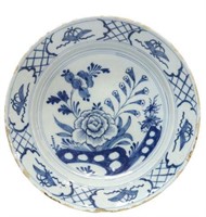 DELFT BLUE & WHITE CHINOISERIE CHARGER, 12"DIAM