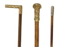 (3) VICTORIAN CANES & WWII-ERA RAMC SWAGGER STICK