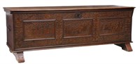 LARGE GERMAN CARVED WALNUT CASSONE CHEST