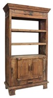 RUSTIC DISTRESSED WOOD BOOKCASE CABINET