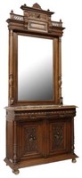 FRENCH HENRI II STYLE MIRRORED WALNUT SIDEBOARD