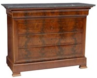 FRENCH CHARLES X MARBLE-TOP MAHOGANY COMMODE