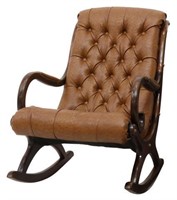 OSTRICH PRINT COWHIDE LEATHER ROCKING CHAIR
