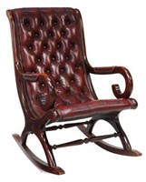 CAMPECHE STYLE TUFTED LEATHER ROCKING CHAIR