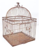 WROUGHT IRON SCROLLWORK DOME TOP BIRD CAGE