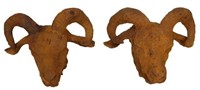 (2) DECORATIVE WALL-MOUNTED CAST IRON RAMS' HEADS