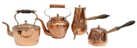 (4) FRENCH COPPER KETTLES, CHOCOLATE & MILK POTS