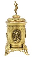 FRENCH NEOCLASSICAL BRONZE DORE LIDDED CANISTER