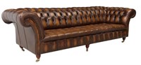 ENGLISH BUTTONED BROWN LEATHER CHESTERFIELD SOFA