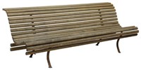FRENCH SLATTED WOOD & CAST IRON GARDEN PARK BENCH