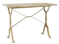 FRENCH GODIN MARBLE-TOP CAST IRON BISTRO TABLE