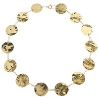 ESTATE 14KT YELLOW GOLD HAMMERED DISC NECKLACE