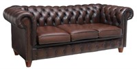 ENGLISH BUTTONED BROWN LEATHER CHESTERFIELD SOFA