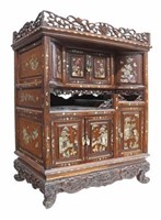 FINE CHINESE MOP INLAID ROSEWOOD CABINET CHEST