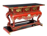 JAPANESE BLACK & RED LACQUER KYOZUKUE ALTAR TABLE