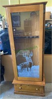 Rifle gun case with a buck design glass front