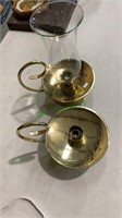 Two matching Baldwin brass candlestick holders,