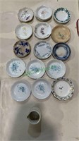 16 antique butter pat plates, all are about 3
