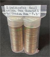 Coins - two uncirculated rolls, National Park