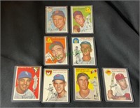Sports cards - 1954 Topps baseball - eight cards,