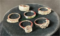 Jewelry - six assorted sterling rings - different