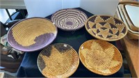 Hand woven baskets - lot of five - different