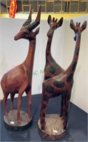 Wood carvings, Lot of two, giraffe  and