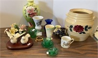 Miscellaneous glass and pottery lot - cookie jar,