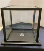 Glass and wood basketball display case.