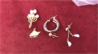 Lot of assorted 14k yellow gold earrings