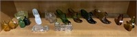 Shelf lot - glassware, miniatures, medicine