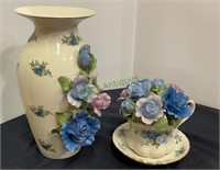 Royal Albert - moonlight rose vase with rose