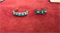 Sterling and turquoise adjustable bracelets
