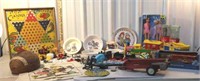 Box lot of toys and plates