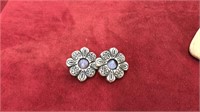 Mexican silver earrings with center stone
